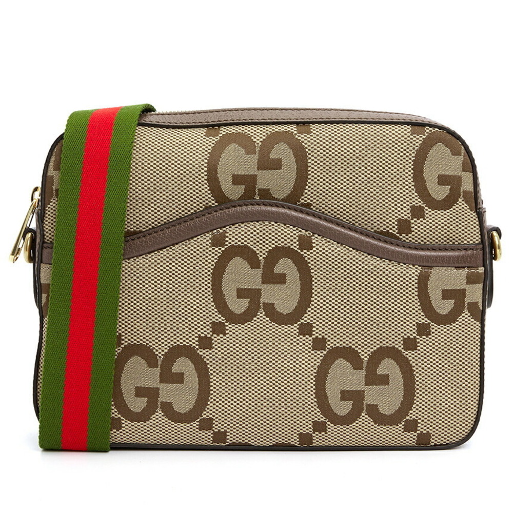 Gucci Messenger Bag Jumbo GG Camel Tan ebony canvas brown leather